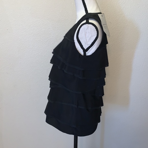 NWT Michael Kors 100% silk layered tired sleeveless blouse black - Picture 3 of 7